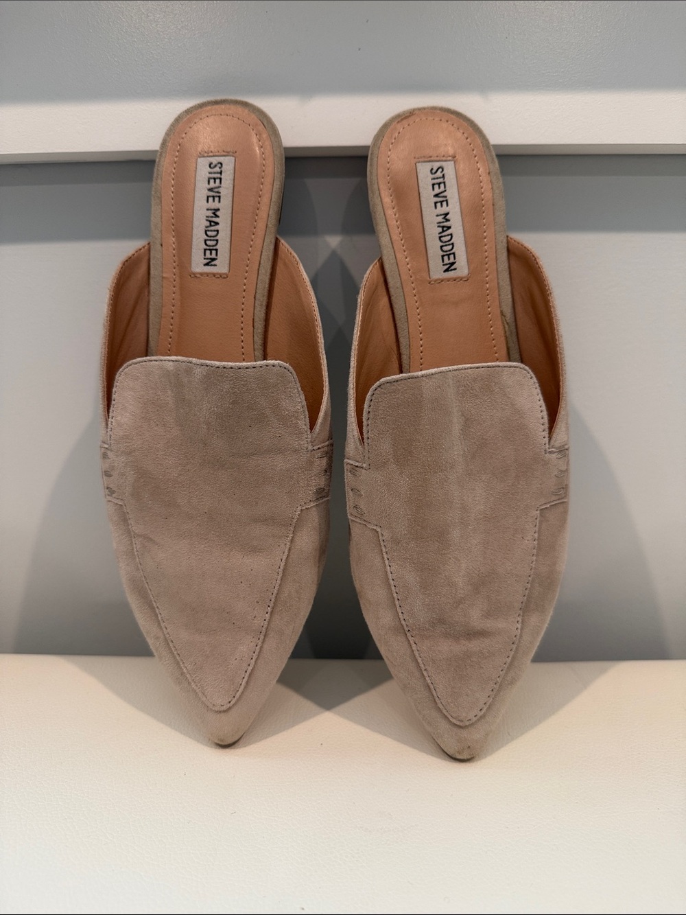 Steve Madden Taupe Suede Pointed Slip-On Mules